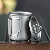 Tasse à eau en titane pur, portable pour le camping en plein air, verre à vin, mug domestique, bouteille d'eau au design épuré avec couvercle