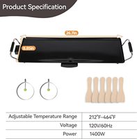 Plaque de cuisson électrique Teppanyaki 30 pouces 1400W, surface antiadhésive, contrôle intelligent de la température, nettoyage facile, garantie 1 an