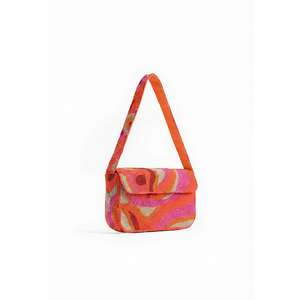 Sac Baguette Élégant en Toile de Coton Faite Main avec Broderie de Perles, Sac à Bandoulière Tendance pour Femme, Sac à Main de Soirée Designer avec Perles de Rocaille - Product Image 1
