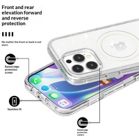 Nouvelle coque de téléphone en acrylique pailleté pour 17 Pro Max 16 Plus 14/15, avec fixation magnétique, résistante aux chutes et au pressage à chaud