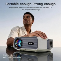 Projecteur portable AUN Android 14, 1080P, compatible 4K, projecteur vidéo intelligent pour cinéma maison avec haut-parleurs intégrés