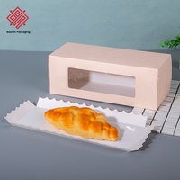 Boîtes d'emballage en papier pour gâteaux roulés à fenêtre transparente, boîtes d'emballage pour la cuisson du pain, boîtes rectangulaires pour gâteaux de qualité alimentaire, vente en gros