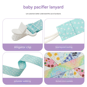 Clips pour bébé en tissu de conception moderne, non toxiques, sublimés, pour garçons et filles, avec cordon pour lanière anti-chute - Product Image 3