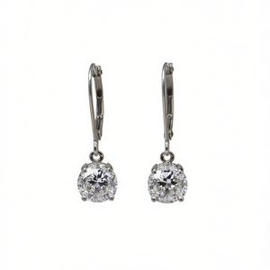 Orecchini E835 in Oro Bianco con Diamanti Taglio Brillante Rotondo, Gioielli Classici da Donna - Product Image 1