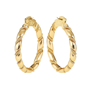 Orecchini a Cerchio Intrecciati in Oro, Design Classico Unisex per Uso Quotidiano, Gioielli Raffinati Placcati in Oro 18K - Product Image 1