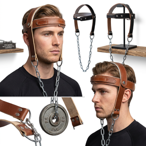 Arnés de Cabeza Personalizable de Cuero Vacuno Genuino, Ajustable, Resistente, Cómodo y Duradero para Levantamiento de Pesas, Equipo de Gimnasio y Fitness - Product Image 1