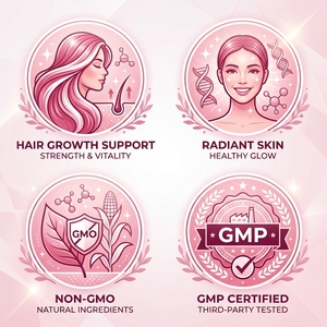 Complément alimentaire beauté cheveux, peau, ongles, gommes au collagène et biotine OEM, 60 unités, sans sucre, certifié GMP, marque privée, vente en gros - Product Image 5