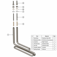 Élément chauffant vertical pour friteuse, 220V 3KW, en acier inoxydable 304, chauffage tubulaire de 8mm pour équipement de friture commercial