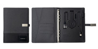 Portefeuille en cuir PU à chargement sans fil A5 avec chargeur mobile 8000mah 8GB Powerbank pour ordinateur portable Padfolio