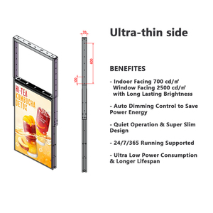 Trong nhà 43 inch Độ sáng cao đường phố phải đối mặt với Ultra Slim Double Sided cửa sổ treo kỹ thuật số biển LCD hiển thị - Product Image 2