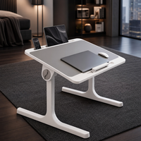 Table de lit moderne pour ordinateur portable avec verrouillage d'angle rotatif, plateau élégant avec tiroir de rangement pour télétravailleurs et lits mezzanine