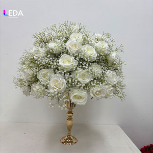 Grande boule de fleurs blanches en forme de rose, centre de table pour mariage, anniversaire, décoration de fête - Product Image 1