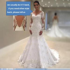 FA167 Sereia Lace Mermaid <strong>Wedding</strong> <strong>Dresses</strong> V Neck Backless <strong>Long</strong> <strong>Sleeve</strong> Bridal <strong>Wedding</strong> Gowns Bride <strong>Dress</strong> <strong>Plus</strong> <strong>Size</strong> Vestidos Novias - Product Image 2