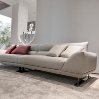 Ensemble de canapés sectionnels de luxe en cuir véritable de style italien moderne avec fonction inclinable pour villa, salon, maison et hôtel