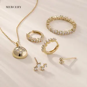 Mercery Custom Shine Bright 14k Gold Plated OEM ODM Zircon 925 Silver Fashion Jewelry Jewelry Sets Perfect For Everyday Wear