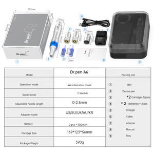 Microagujas de microagujas para dermógrafo eléctrico, pluma Derma eléctrica para belleza de la piel, Set <span class=keywords><strong>Dr</strong></span> A6, fabricante Original y precio más bajo - Product Image 4
