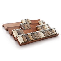 Étagère à épices en bois d'acacia extensible à 4 niveaux pour 64 bocaux, organiseur de condiments pour cuisine