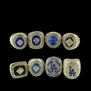 Lot de bagues de championnat des Dodgers de Los Angeles en alliage plaqué argent 925, style hip-hop <span class=keywords><strong>rock</strong></span>, avec boîte en bois, pour huit championnats - Product Image 5