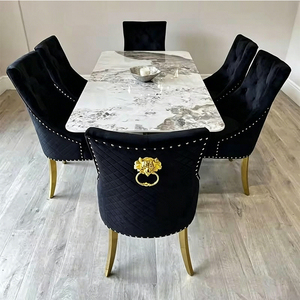Italian Furniture <strong>Luxury</strong> <strong>Dining</strong> Table <strong>Set</strong> 4 <strong>6</strong> 8 <strong>Chairs</strong> Restaurant <strong>Dining</strong> Table and <strong>Chair</strong> <strong>Set</strong> Stainless Steel Marble <strong>Dining</strong> Table - Product Image 2