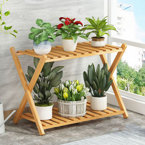 Étagère à fleurs pour balcon, étagère de rangement sur pied, étagère à plantes succulentes pour rebord de fenêtre intérieur, étagère de salon en bois massif, pliable - Product Image 1