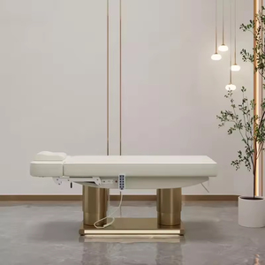 Cama de Belleza Moderna y Lujosa con Doble Columna Dorada, Cama Eléctrica para Pestañas con 4 Motores, Cama de Masaje para Spa con Iluminación LED - Product Image 6