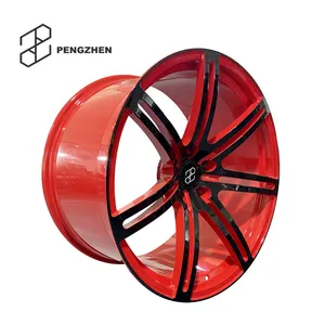 Pengzhen Concave 19 20 inch 18" 5x127 PCD Rims 7 Spoke Black Red Line Forged One-Piece Wheels For Jeep