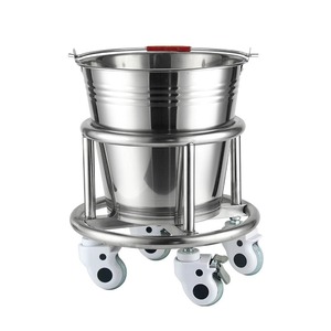 Cubo sanitario de acero inoxidable Mu Zixing con ruedas y accionamiento a pedal para uso médico y en bares - Product Image 1