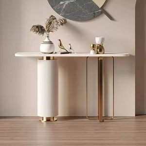 Mesa <span class=keywords><strong>Consola</strong></span> Moderna Minimalista de Lujo Ligero, Móvil, de Acero, para Sala de Estar, Hotel, Vestíbulo, de Alta Gama, Montada en la Pared - Product Image 3