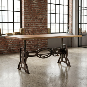 Table à manger pliable réglable en hauteur, en fer forgé industriel et bois de manguier, écologique, pour appartement, ferme, hôtel - Product Image 2