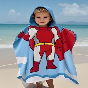 Custom Design Kids Hooded Poncho Towels Soft Absorbent Microfiber Bath Beach Pool <b>Swim</b> Wrap <b>Robe</b> Towels for Boys Girls Toddler - Product Image 1