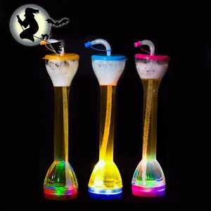 Flashing Halloween Light Cup LED Drinking Party Yard Slush Drinking Cup For Kids With Straw