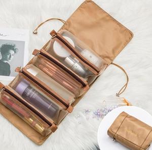 Sac de toilette de voyage multifonctionnel imperméable de grande capacité avec compartiment premium suspendu au mur, sac à maquillage 4 en 1 - Product Image 5