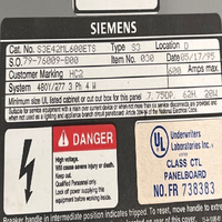 1 Panel de Distribución Sentron S3 Nuevo y Original, 600A 3P 4W 480Y/277V MLO, 42 Circuitos, Conector Principal PLC