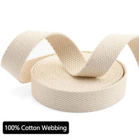 Sangle en coton tissé rayé écologique 100% coton, 50 mm de large, blanc naturel, 50 yards/rouleau pour sacs, vêtements et accessoires