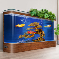 Aquarium en verre flottant sur pied extra large avec design monobloc pour salon