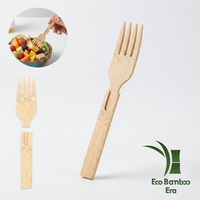 Fourchette en bambou créative et détachable, certifiée FSC, biodégradable, en deux parties, approuvée par la FDA pour les fêtes et la restauration