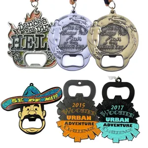 Vente en gros de médailles de compétition artisanales en métal souvenir décapsuleur de bière ruban médaille sport personnalisé décapsuleur médaille