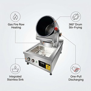 Máquina Comercial para Saltear Alimentos en Tambor de Gas con Fregadero y Rotación de 360° °   Wok Giratorio para Cocinas Móviles, Restaurantes y Servicios de Catering - Product Image 3