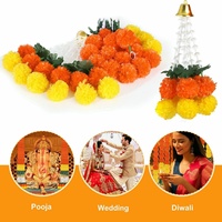 Guirlande de fleurs de marigold artificielles, feuilles vertes, décoration suspendue pour mariages indiens et fêtes, best-seller