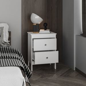 โต๊ะข้างเตียงนิวคาสเซิล 2 ลิ้นชัก สีขาว สไตล์โมเดิร์น - Product Image 2