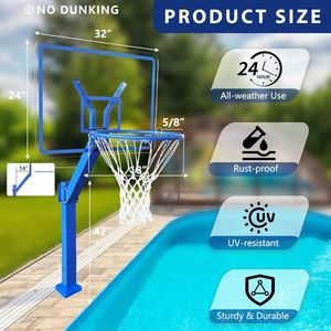 Aro de Baloncesto para Piscina Enterrado de Acero Inoxidable M.<span class=keywords><strong>Dunk</strong></span> - Sistema de Baloncesto Resistente para Piscina para Adultos, Venta al Por Mayor - Product Image 1