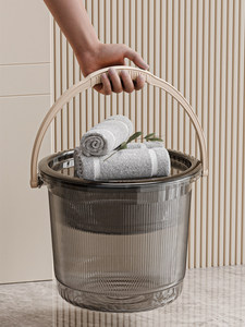 Ensemble <span class=keywords><strong>de</strong></span> seaux à linge ménagers avec couvercle en <span class=keywords><strong>plastique</strong></span>, stockage d'eau, shampoing, <span class=keywords><strong>bain</strong></span>, transparent, anti-goutte, protection solaire - Product Image 5