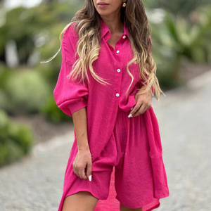 Novedad 2025: Conjunto <span class=keywords><strong>de</strong></span> 2 Piezas para <span class=keywords><strong>Mujer</strong></span>, Talla Grande, Cintura Alta, Estilo Casual, Algodón y <span class=keywords><strong>Lino</strong></span>, XL-Primavera, Pantalones Cortos Holgados <span class=keywords><strong>de</strong></span> Cintura Alta - Product Image 4