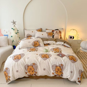 Ensemble de couette 4 pièces imprimé en polyester microfibre Literie à domicile avec taie d'oreiller Couette en microfibre - Product Image 6