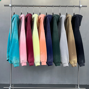Pull à capuche pour hommes, lavé à l'acide, sweat-shirt lourd surdimensionné, poches aux épaules tombantes, imprimé personnalisé écologique, automne - Product Image 4