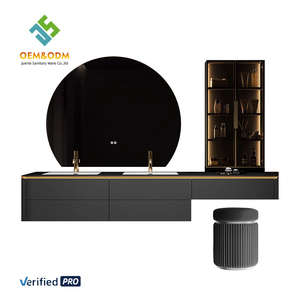Juerte set wastafel ganda cerdas OEM 2025, Meja kabinet Panel cermin keran wastafel batu Vanity kamar mandi - Product Image 1