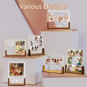 Plaque acrylique <span class=keywords><strong>de</strong></span> sublimation 6x4 pouces avec base en bois LED, supports acryliques personnalisables pour veilleuse photo DIY - Product Image 6