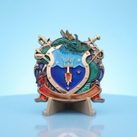 Moneda Conmemorativa Personalizada 3D de Aleación de Zinc con Tridente de Dragón y Espada para Premio de Honor Marítimo y de Seguridad