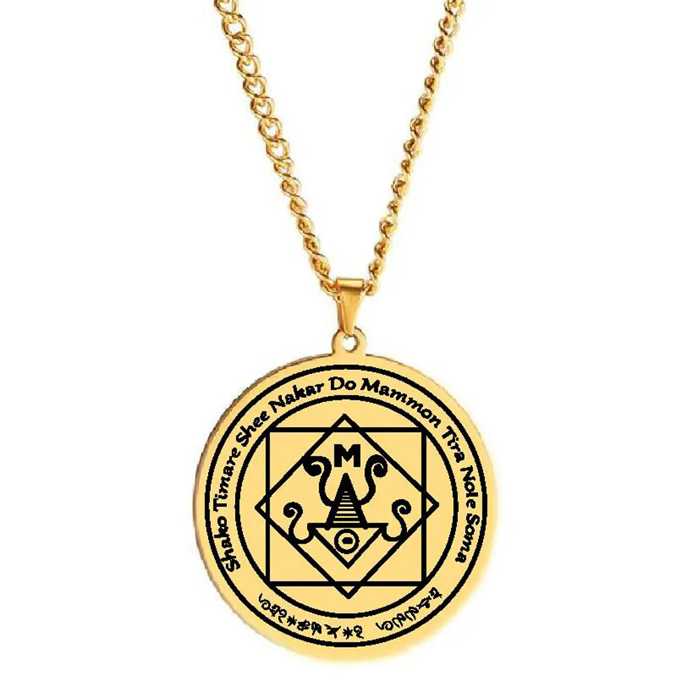 HLSS325 Best Money Talisman of Mammon the Provider of Wealth Through Business Amulet Laser Cut Stainless Steel Pendant Necklace