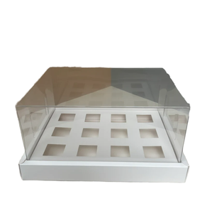 Customizable 6/12/24-Hole Transparent Eco-Friendly Biodegradable Recycled Paperboard Cake Cupcake Boxes Custom Ribbon Packaging - Product Image 1